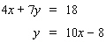 Solve the system using the substitution method.   If the lines coincide, answer dependent . If the lines are parallel, answer no solution . A)    B)    C)    D) dependent E) no solution