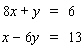 Solve the system by solving one of the equations for x or y and then use the substitution method.   If the system is dependent or inconsistent , or if there is no solution , indicate this.