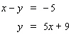 Solve the system by substitution. Substitute the expression in the second equation into the first equation and solve.   If the system is dependent or inconsistent , or if there is no solution , indicate this.