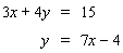 Solve the system using the substitution method.   If the system is dependent or inconsistent , or if there is no solution , indicate this.