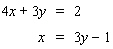 Solve the system using the substitution method.   If the system is dependent or inconsistent , or if there is no solution , indicate this.