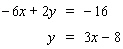 Solve the system using the substitution method.   If the system is dependent or inconsistent , or if there is no solution , indicate this.