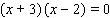 The equation is already in factored form. Use the special zero factor property to set the factors to 0 and solve.  
