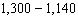 A man with $1,300 in a savings account makes a withdrawal of $1,140. Write an expression using subtraction that describes this situation. A)    B)    C)    D)    E)   