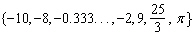 Given the numbers in the set   list all irrational numbers. A)    B)    C)    D)    E)   