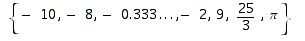 Given the numbers in the set   List all the whole numbers.