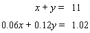 Multiply both sides of the bottom equation by 100 and then solve by the elimination method.   A)    B)    C)    D)  The lines are parallel.   E)  The lines coincide.