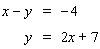 Solve the system by substitution. Substitute the expression in the second equation into the first equation and solve.   If the lines coincide, answer dependent . If the lines are parallel, answer no solution . A)    B)    C)    D)  dependent E)  no solution