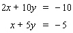 Solve the system by solving one of the equations for   or   and then use the substitution method.   If the lines coincide, answer dependent . If the lines are parallel, answer no solution . A)    B)    C)    D)  dependent E)  no solution