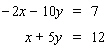 Solve the system by solving one of the equations for   or   and then use the substitution method.   If the system is dependent or inconsistent , or if there is no solution , indicate this.