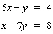 Solve the system by solving one of the equations for x or y and then use the substitution method.   If the system is dependent or inconsistent , or if there is no solution , indicate this.