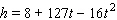 Margaret shoots an arrow into the air. The equation for the height (in feet)  of the tip of the arrow follows.   Factor the right side of this equation. Then fill in the table for various heights of the arrow, using the factored form of the equation.     A)      B)      C)      D)      E)     