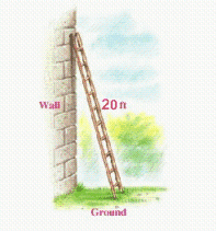 A 20-foot ladder is placed so that it reaches to a point on the wall that is 4 higher than the distance from the base of the wall to the base of the ladder. How high does the ladder reach?   A)  19 feet B)  16 feet C)  14 feet D)  17 feet E)  12 feet