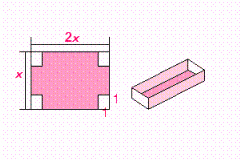 I have a piece of cardboard that is twice as long as it is wide. If I cut a 1-inch by 1-inch square from each corner and fold up the resulting flaps, I get a box with a volume of 112 cubic inches. What are the dimensions of the cardboard?    
