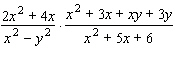 The following problem involves some factoring by grouping. Remember, before you can divide out factors common to the numerator and denominator of a product, you must factor completely.   A)    B)    C)    D)    E)   