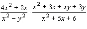The following problem involves some factoring by grouping. Remember, before you can divide out factors common to the numerator and denominator of a product, you must factor completely.  