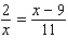 Solve the following proportion.   A)    B)    C)    D)    E)   
