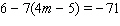Solve the equation.   A)  m = - 1 B)  m = 5 C)  m = 1 D)  m = 4 E)  m = - 6