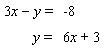 Solve the following system by the substitution method.   A)    B)    C)    D)  The system is inconsistent E)  The system is dependent