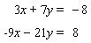 Solve the following system by the addition method.   If the system is dependent or inconsistent, indicate this.