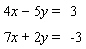 Solve the system.   If the system is dependent or inconsistent, indicate this.