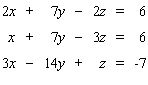 Solve the system.   A)    B)    C)    D)  The system is inconsistent E)  The system is dependent