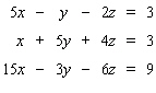 Solve the system.   A)  (15, 3, -6)  B)  (21, 12, 9)  C)  (18, 0, 6)  D)  The system is inconsistent E)  The system is dependent