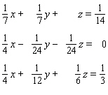 Solve the system.   A)    B)    C)    D)  The system is inconsistent E)  The system is dependent