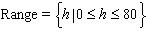 A ball is thrown straight up into the air from ground level. The relationship between the height h of the ball at any time t is illustrated by the following graph:   The horizontal axis represents time t , and the vertical axis represents height h . State the domain and the range. A)      B)      C)      D)      E)     