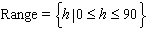 A ball is thrown straight up into the air from ground level. The relationship between the height h of the ball at any time t is illustrated by the following graph:   The horizontal axis represents time t , and the vertical axis represents height h . State the domain and the range. A)      B)      C)      D)      E)     