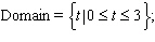 A ball is thrown straight up into the air from ground level. The relationship between the height h of the ball at any time t is illustrated by the following graph:   The horizontal axis represents time t , and the vertical axis represents height h . State the domain and the range. A)      B)      C)      D)      E)     