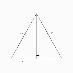 A triangle is equilateral if it has three equal sides. The triangle in the figure is equilateral with each side of length 2 x . Find the ratio of a side to the height.   A)    B)    C)    D)    E)   