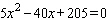 Solve the equation using the quadratic formula.   x = __________
