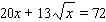 Solve the following equation. Remember, if you square both sides of an equation in the process of solving it, you have to check all solutions in the original equation.  