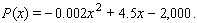 A company finds that it can make a profit of   dollars each month by selling   patterns, according to the formula   How many patterns must the company sell each month to have a maximum profit? What is the maximum profit? A)  Patterns = 1,125; Maximum Profit = $531.25 B)  Patterns = 1,125; Maximum Profit = $1,062.50 C)  Patterns = 1,075; Maximum Profit = $381.25 D)  Patterns = 1,075; Maximum Profits = $912.50 E)  Patterns = 1,025; Maximum Profit = $511.25