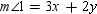 When two lines are cut by a transversal,   and   are one pair of alternate interior angles that are formed. If      and     , what relationship (in simplified form)exists between x and y ? Answer in the form x = .