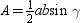 For the triangle with angle measures   ,   , and   for angles A , B , and C respectively, the area of the triangle can be calculated by using the formula   .