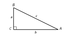  Find the unknown sides of the right triangle (see illustration). Express your answer using the appropriate number of significant digits.  c = 289.4 \mathrm {~cm} , \angle A = 24.61 ^ { \circ }    a = __________ cm b = __________ cm 