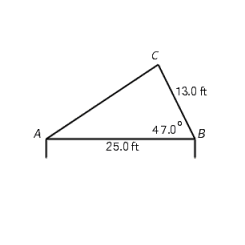 Find the length of rafter AC in the illustration. Round your answer to three significant digits.   A)  AC = 19.927 ft B)  AC = 20.227 ft C)  AC = 18.227 ft D)  AC = 19.427 ft E)  AC = 18.27 ft