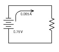 Power (in watts, W)  equals voltage times current. Find the power in the circuit.   A)  0.0867 W B)  0.0545 W C)  0.3063 W D)  0.0488 W E)  0.5445 W