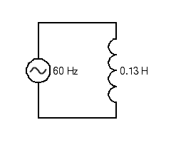  Inductive reactance (in ohms,  \Omega  ) equals  2 \pi \times \text { frequency } \times \text { inductance }  . Find the inductive reactance in the ac circuit shown in the figure. Use the  \pi  key on your calculator and round the answer to three significant digits.   __________ Ω  