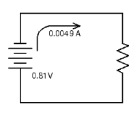 Power (in watts, W) equals voltage times current. Find the power in the circuit. Round your answer to four decimal places.   __________ W