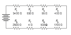  Find the total resistance in the series circuit.   __________  \Omega