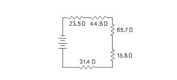  The total resistance in a series circuit is equal to the sum of the resistances in the circuit. Find the total resistance in the series circuit.   __________  \square