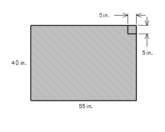 How many tiles 5 in. on a side should be used to cover a portion of a wall 55 in. long by 40 in. high? (See illustration.)    A)  440 tiles B)  70 tiles C)  88 tiles D)  1,750 tiles E)  113,2 tiles
