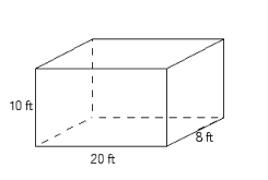  How many gallons of paint should be purchased to paint  10  motel rooms as shown in the illustration? (Do not paint the floor.)  It takes 1 gal to paint  240  square feet (ft <sup>2</sup> ) .   A)  962.0 gallons B)  60.0 gallons C)  30.0 gallons D)  50.0 gallons E)  980.0 gallons 