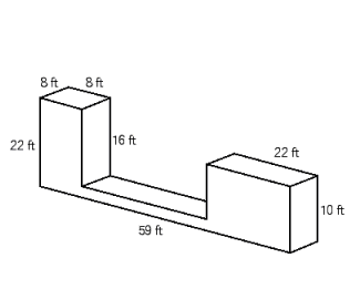 Find the volume of the rectangular solid.   A)  6,672 ft <sup>3</sup> B)  6,452 ft <sup>3</sup> C)  3,856 ft <sup>3</sup> D)  6,528 ft <sup>3</sup> E)  4,560 ft <sup>3</sup>