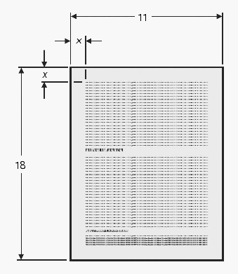  A border of uniform width is printed on a page measuring 18 in. by 11 in. (See the figure below.)  The area of the border is 28 in.<sup>2</sup>. Find the width of the border.   A)  1 in. B)   \frac { 1 } { 3 }  in. C)   \frac { 1 } { 2 }  in. D)   \frac { 1 } { 4 }  in. E)   1 \frac { 1 } { 2 }  in. 