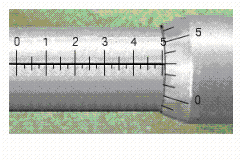 Read the measurement shown on the U.S. micrometer.   A)  5.03 in. B)  5.3 in. C)  5.003 in. D)  0.5003 in. E)  0.503 in.