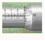 Read the measurement shown on the U.S. micrometer.   A)  0.32 in. B)  3.2 in. C)  0.302 in. D)  5 in. E)  0.5 in.